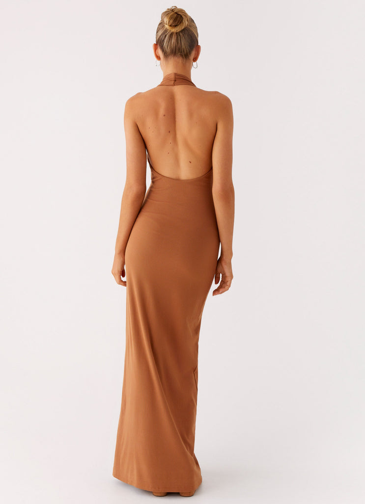 Plunge For You Maxi Dress - Tan Peppermayo US Plunge For You Maxi Dress - Tan Peppermayo US