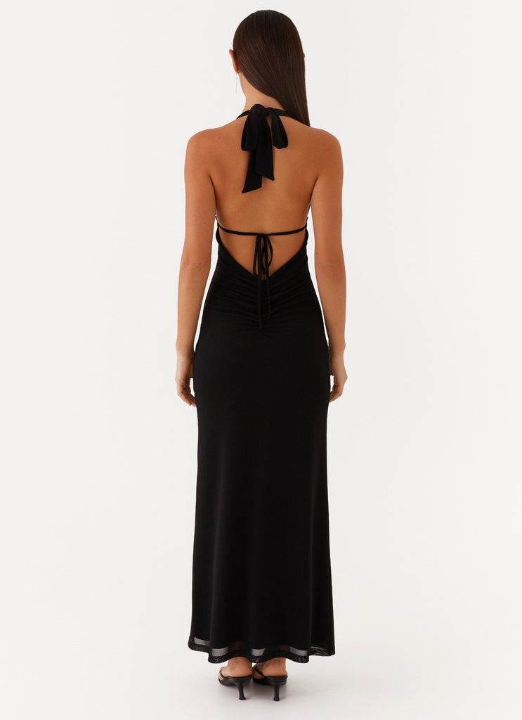 Polina Beaded Haltherneck Maxi Dress - Black