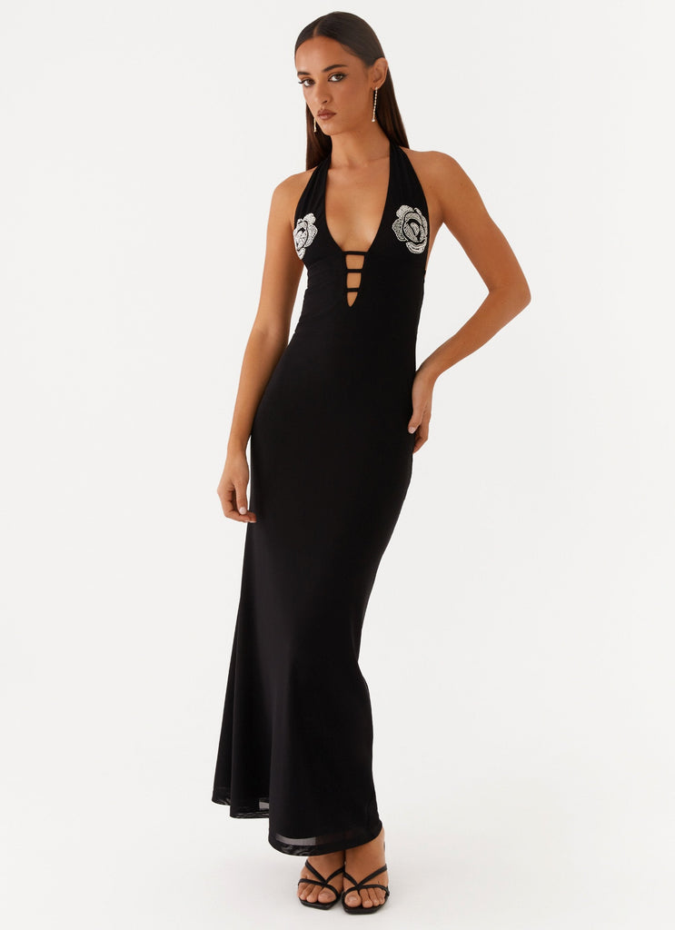 Polina Beaded Halterneck Maxi Dress - Black Polina Beaded Halterneck Maxi Dress - Black