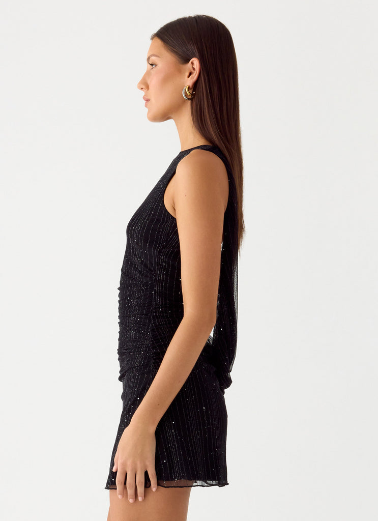 Portofino Sparkle Mesh Mini Dress - Black Black / US 2 Portofino Sparkle Mesh Mini Dress - Black Black / US 2