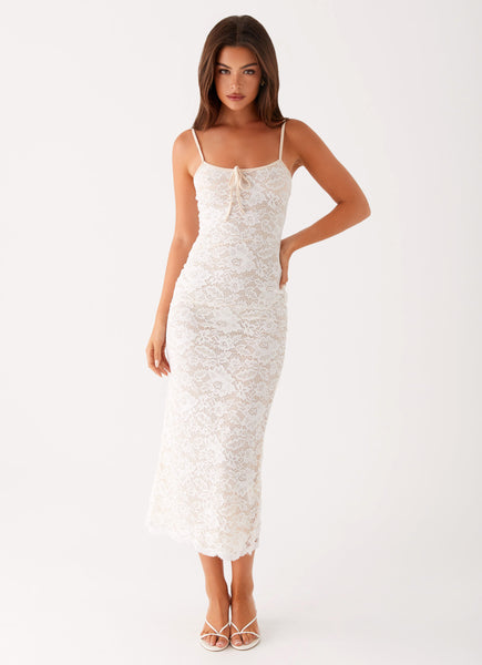 Postcards Lace Midi Dress - Ivory Peppermayo US Postcards Lace Midi Dress - Ivory Peppermayo US
