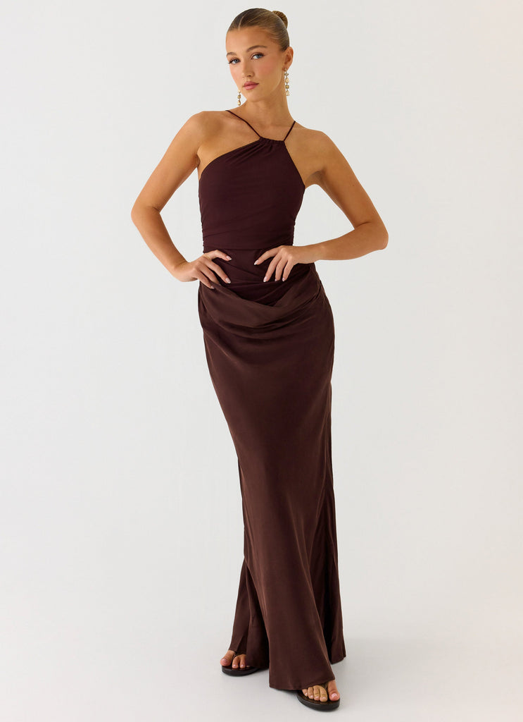 Pristin Cupro Maxi Dress - Cool Chocolate