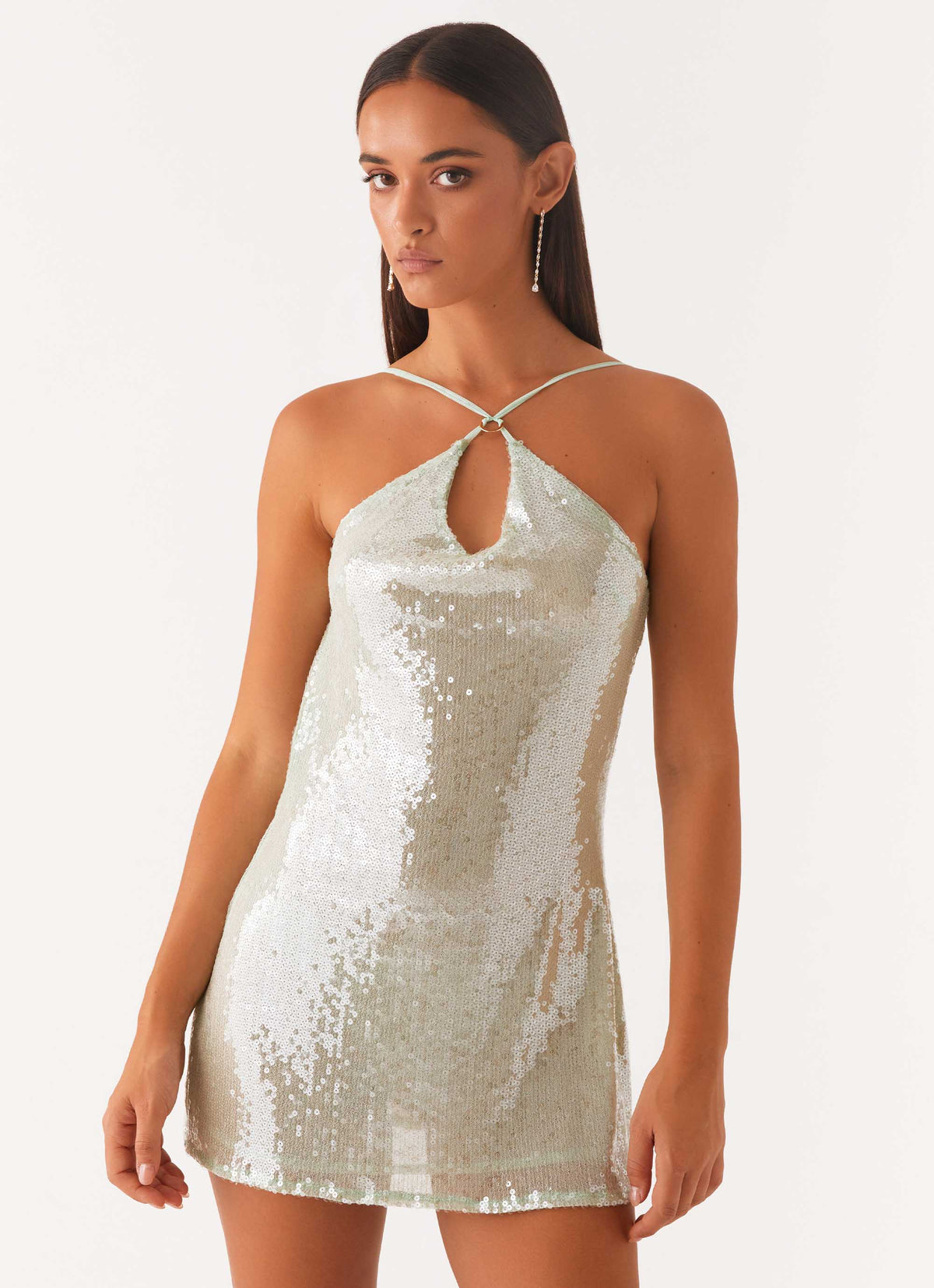 Radiant Energy Cowl Back Mini Dress