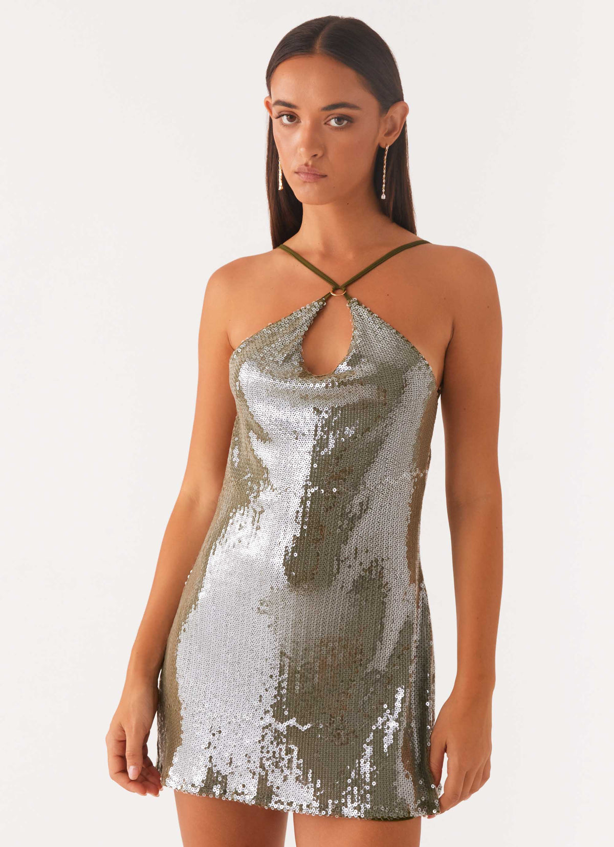 Radiant Energy Cowl Back Mini Dress