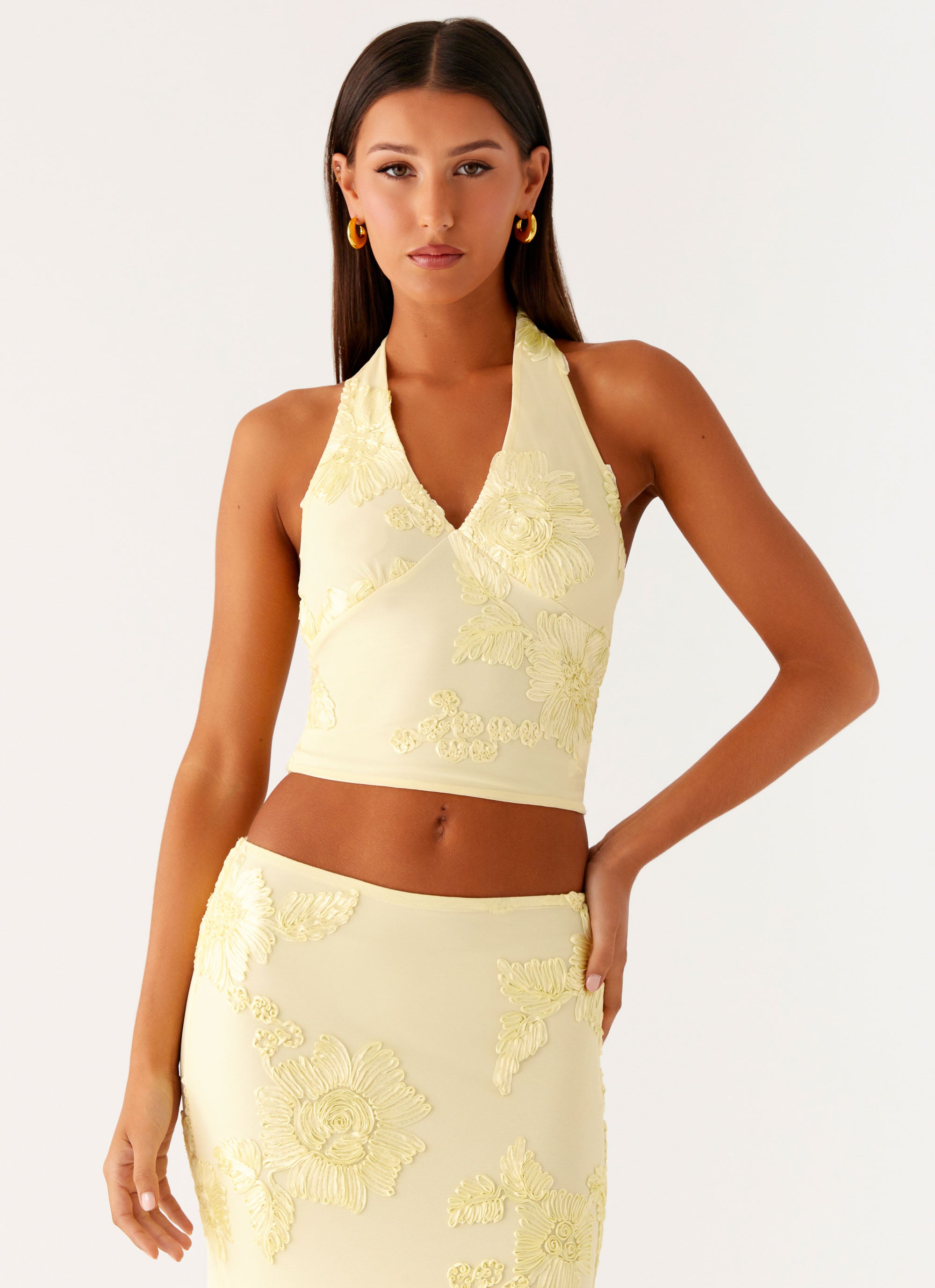 Yellow Raci Top Radiate Halterneck Top - Yellow – Peppermayo US