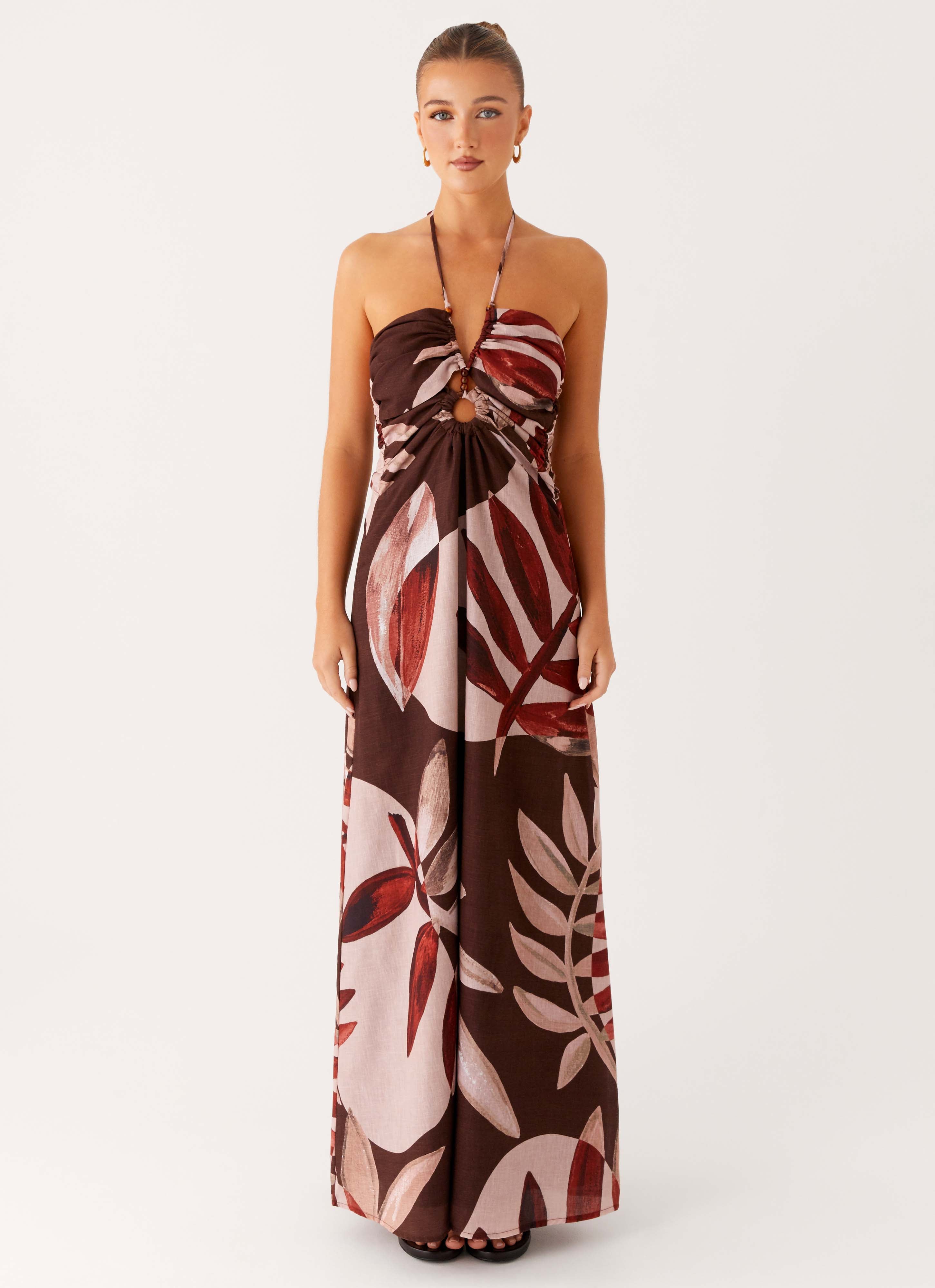 Palm Dress Maxi Guilty Beach Tropical Palm Maxi Dress Multi Cilento Designer  Wear