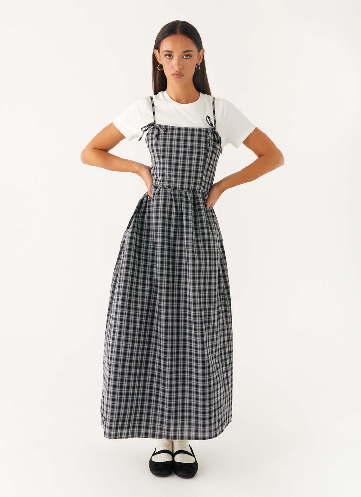 Ramsey Midi Dress - White Black Check