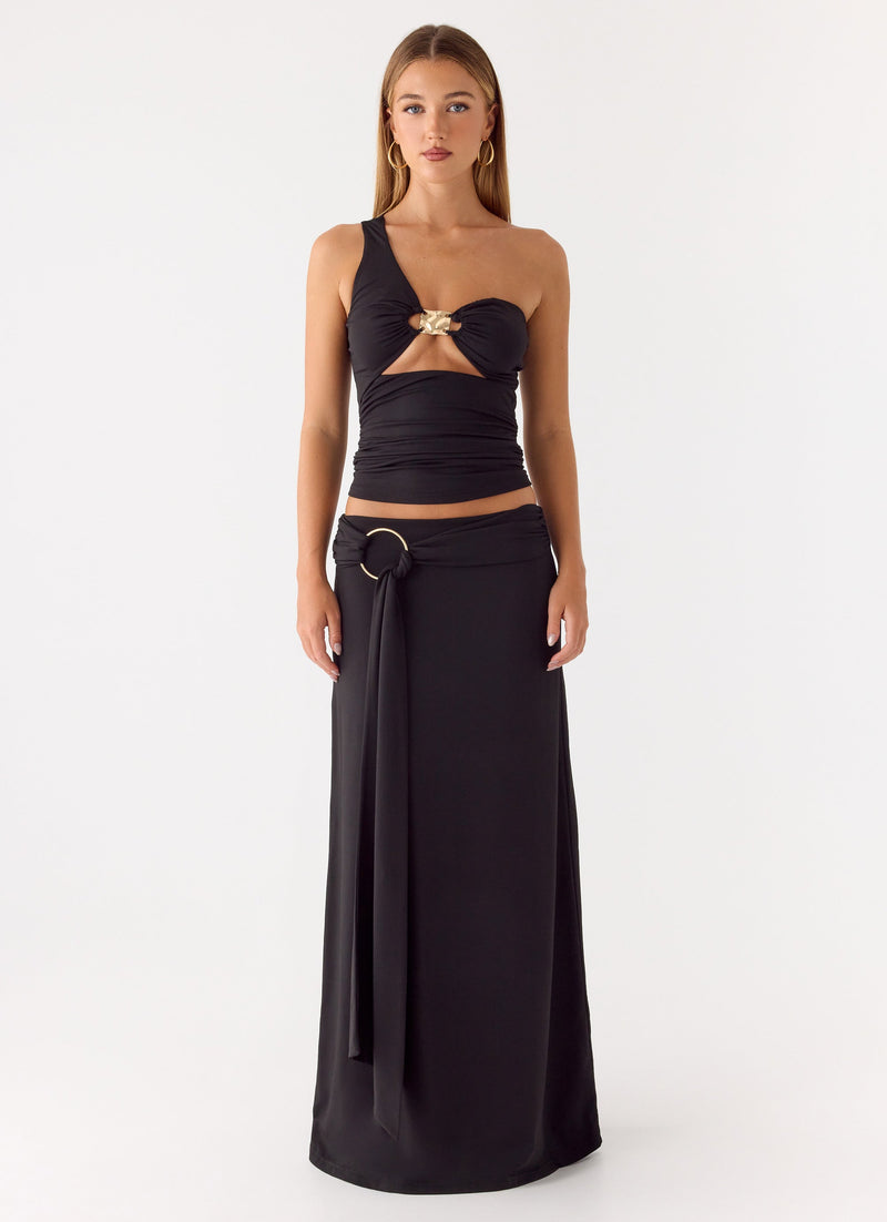 Ravi One Shoulder Top - Black