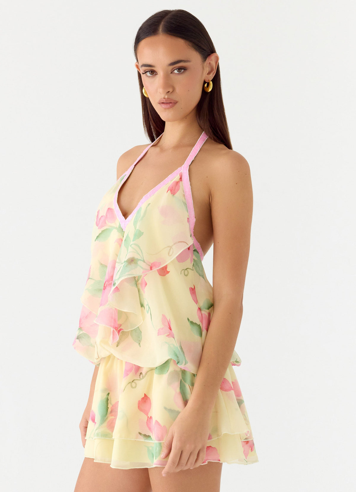 colorful mini dress Orange Floral Cotton Short Sleeve - Dresses 100% Polyester Cold hand wash only Do not bleach Do not soak Do not rub Cool iron inside out Do not dry clean Made of delicate material be careful of pulls Please refer to swatch image for most accurate colour Digging It Abstract Mini Dress