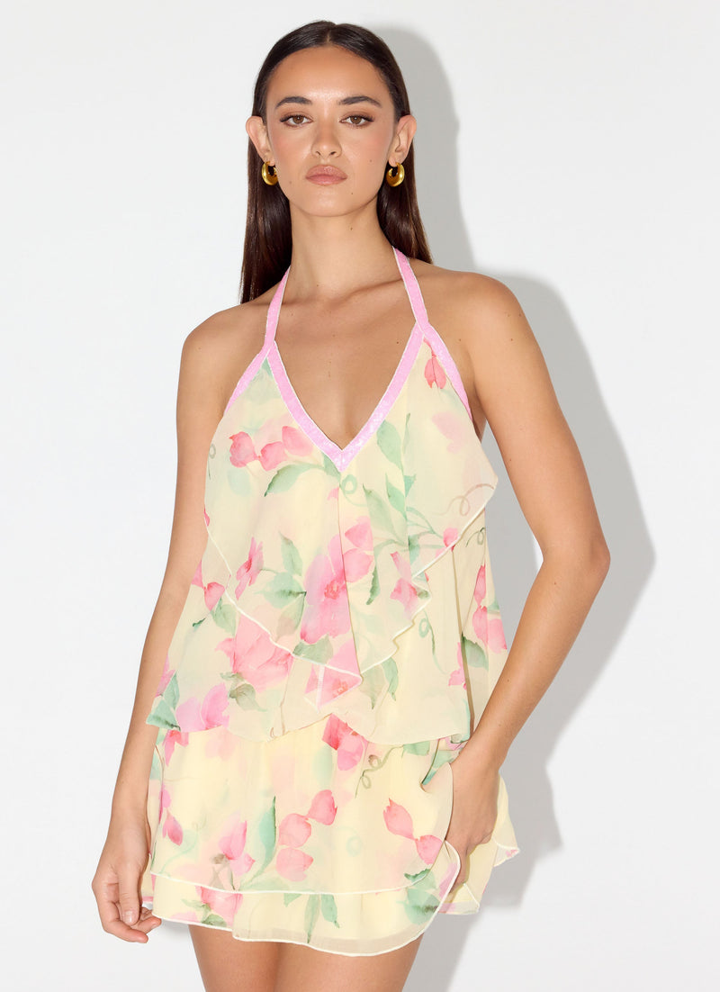 Read Your Mind Mini Dress - Lemon Soleil