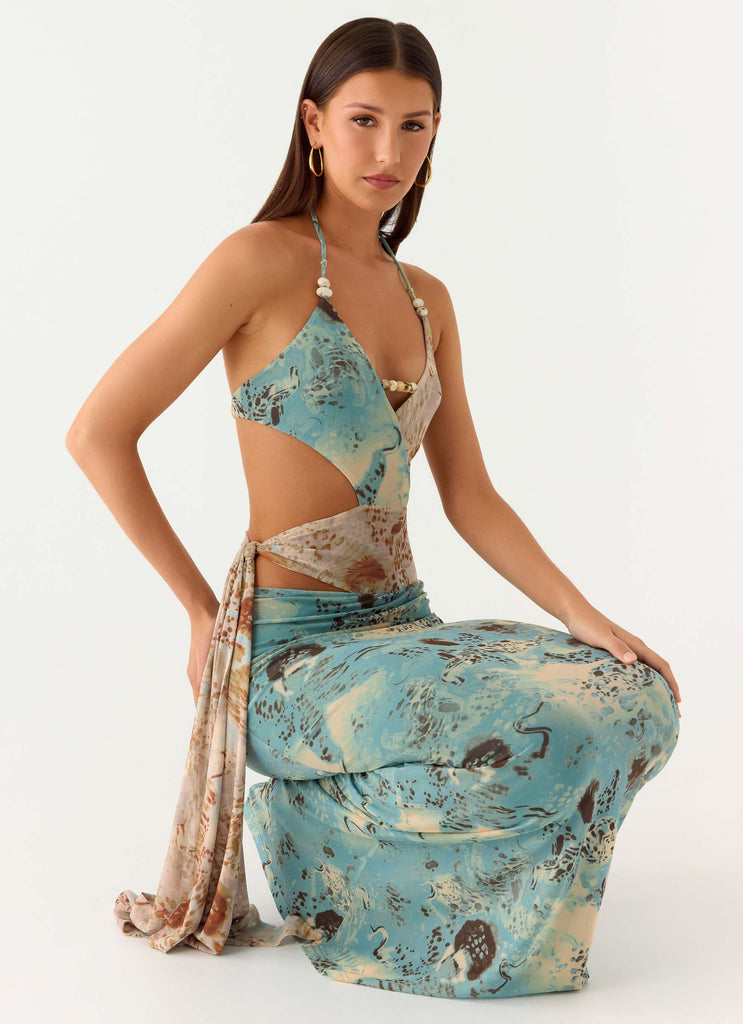 Rebel Beaded Maxi Dress - Aqua Blur Aqua Blur / US 14 Rebel Beaded Maxi Dress - Aqua Blur Aqua Blur / US 14