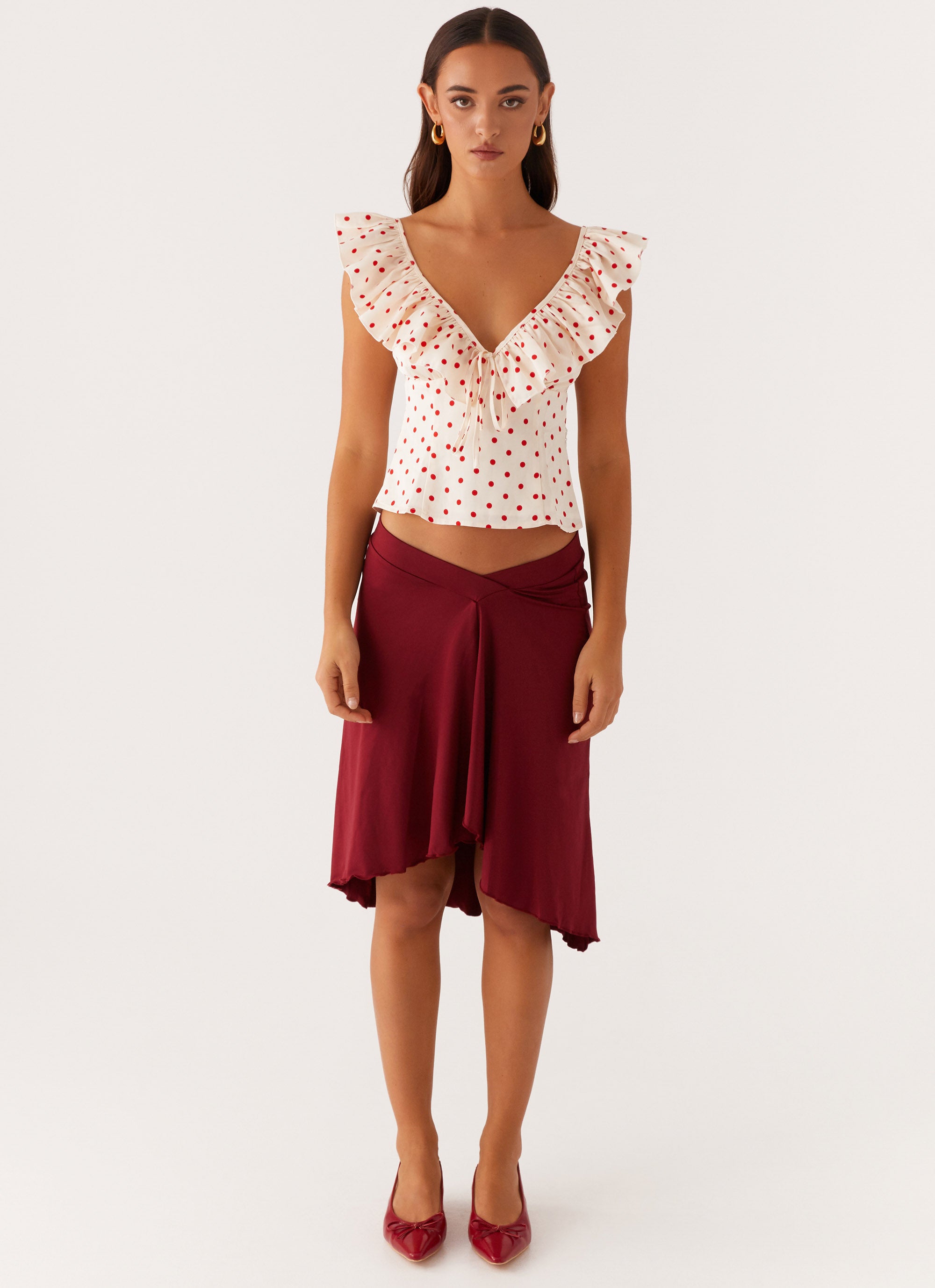 Regan Ruffle Top - Red Polka Dot – Peppermayo US