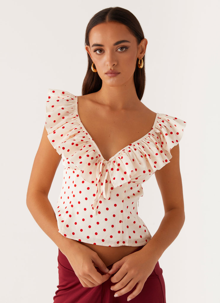 Regan Ruffle Top Red Polka Dot Peppermayo US