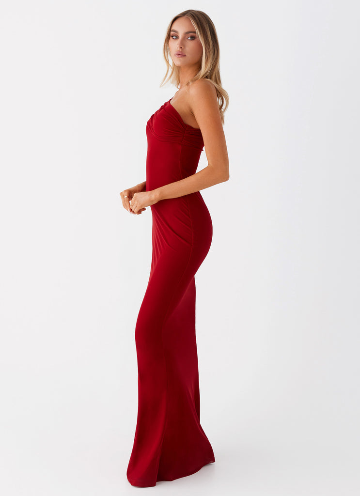 Womens Reine Maxi Dress in the colour Red in front of a light grey background