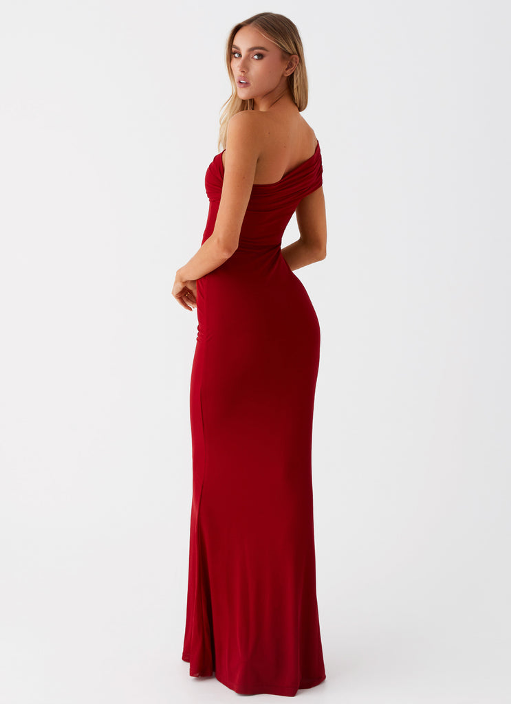 Womens Reine Maxi Dress in the colour Red in front of a light grey background