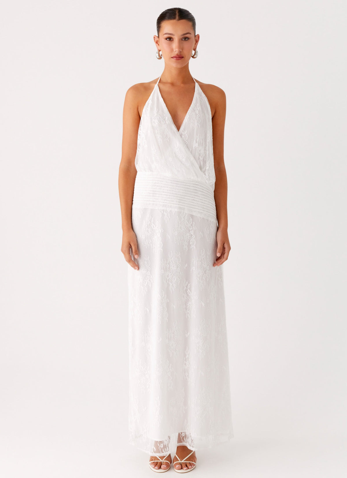 White Sorority Dress | Reinhart Halter Maxi Dress