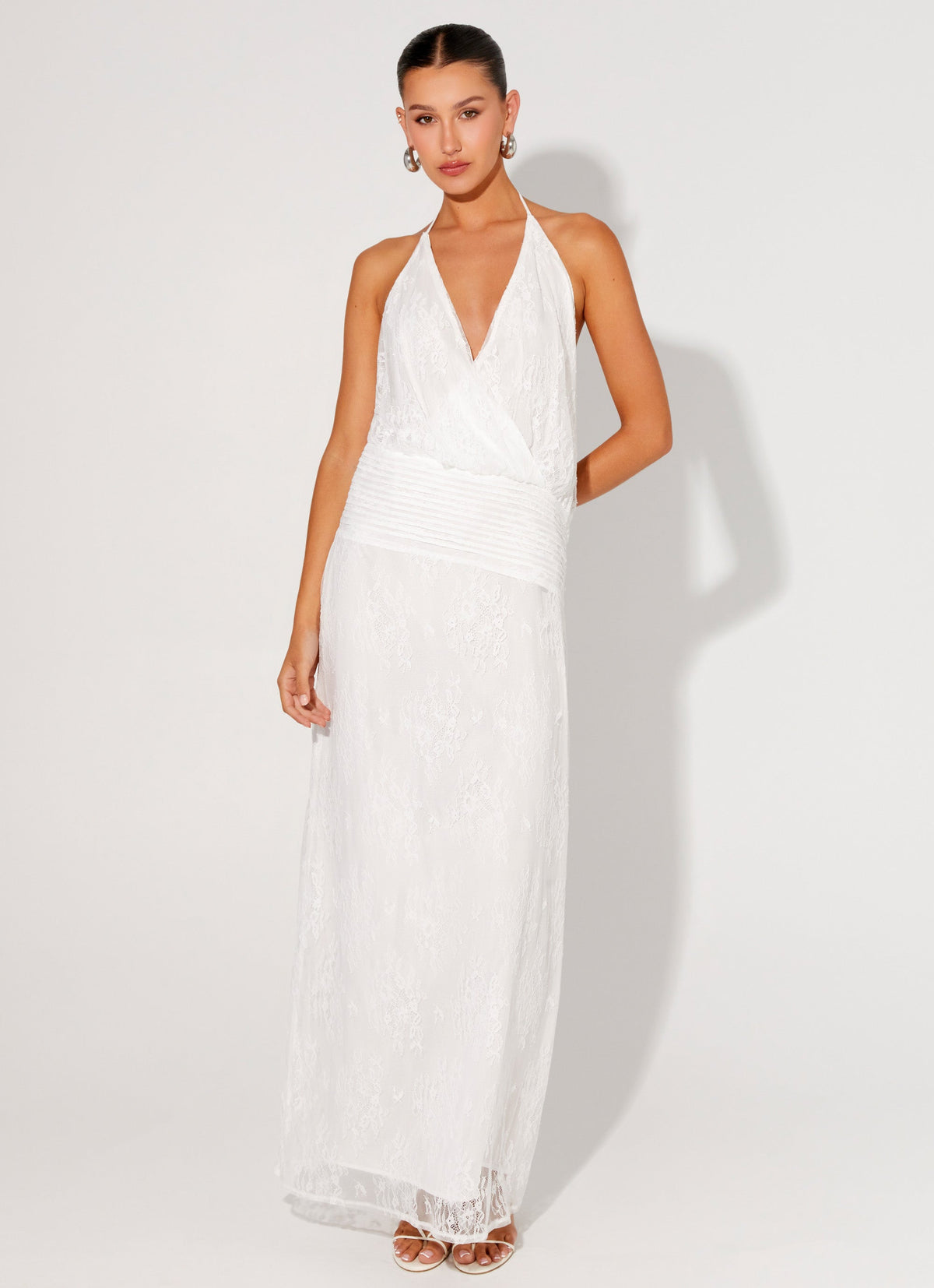 White Sorority Dress | Reinhart Halter Maxi Dress