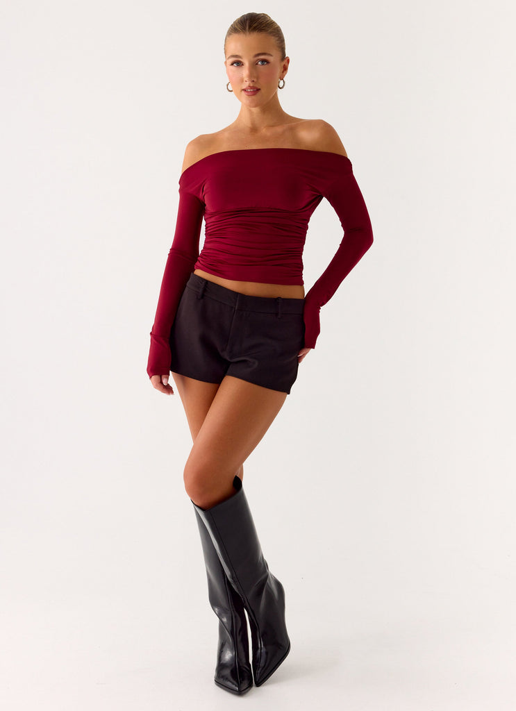 Reva Long Sleeve Top - Maroon