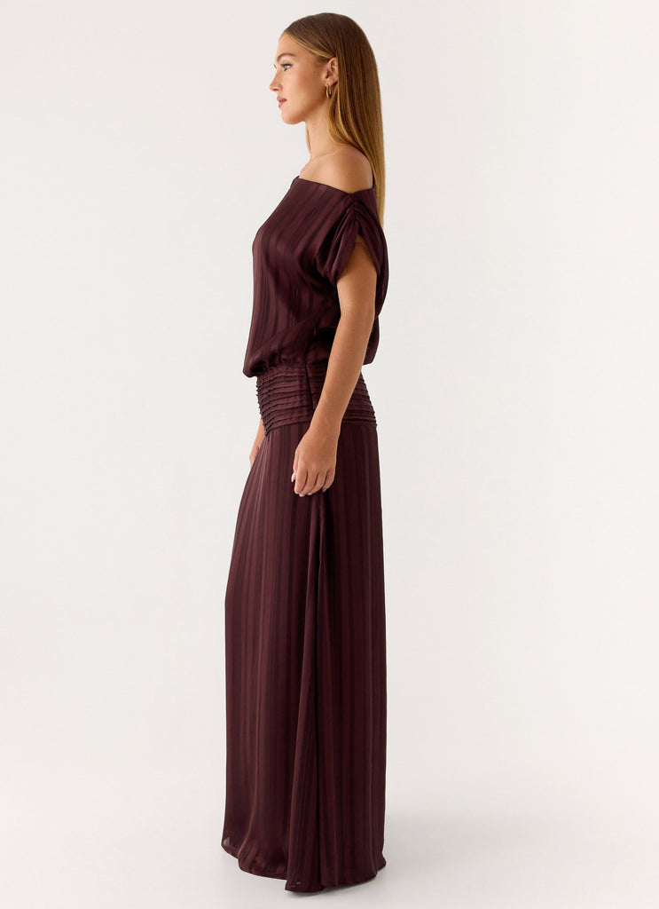 Rexi One Shoulder Maxi Dress - Aubergine Gleam Aubergine Gleam / US 6 Rexi One Shoulder Maxi Dress - Aubergine Gleam Aubergine Gleam / US 6