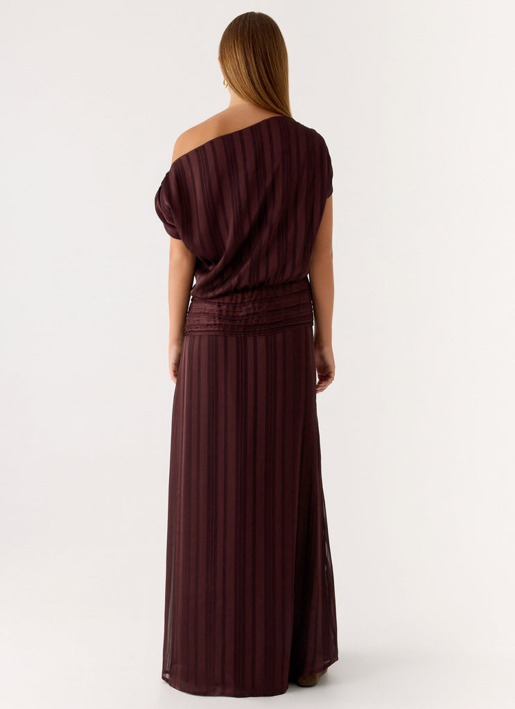 Rexi One Shoulder Maxi Dress - Aubergine Gleam