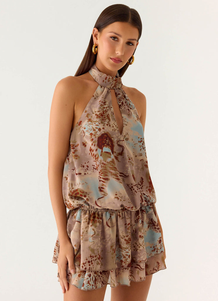 Rhodanthe Drop Waist Mini Dress - Desert Blur Desert Blur / US 4 Rhodanthe Drop Waist Mini Dress - Desert Blur Desert Blur / US 4