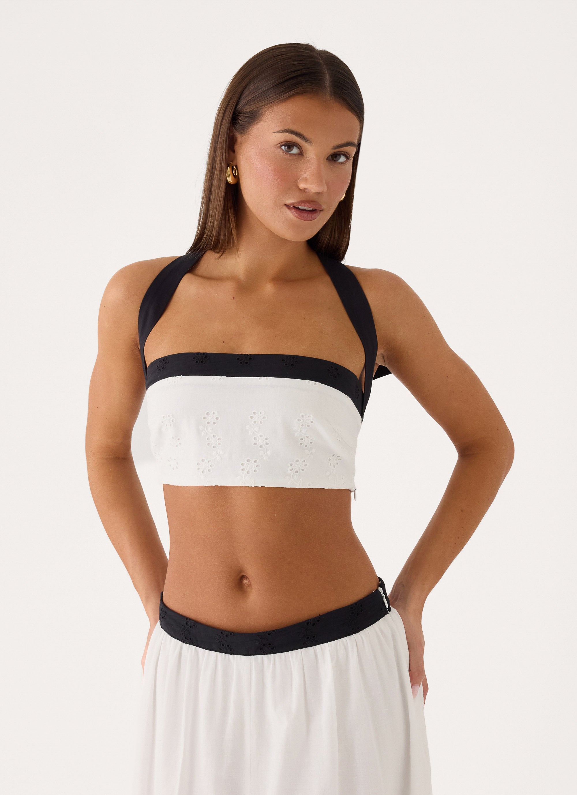 Ribbon Theory Halter Top - Ivory/Black – Peppermayo US