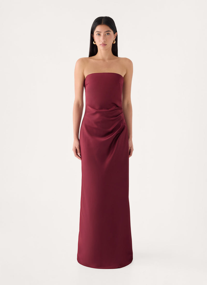 Rinari Strapless Maxi Dress - Maroon