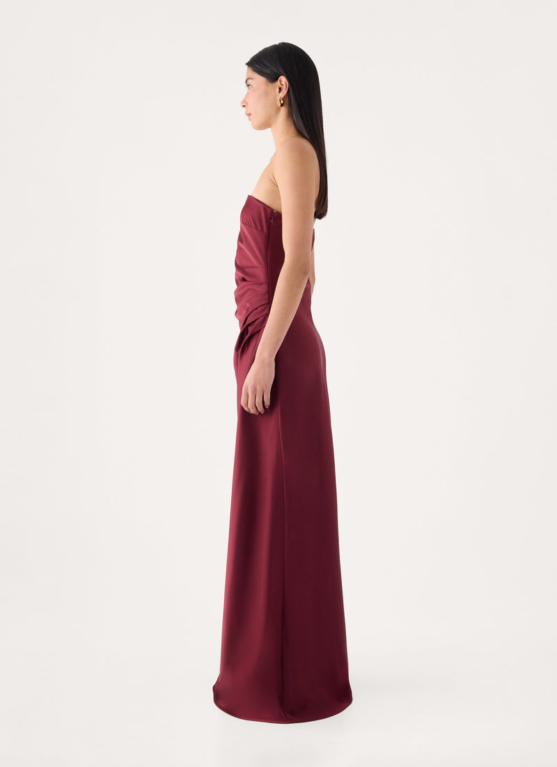 Rinari Strapless Maxi Dress - Maroon