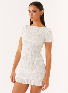 Rita Ruched Mini Dress - White