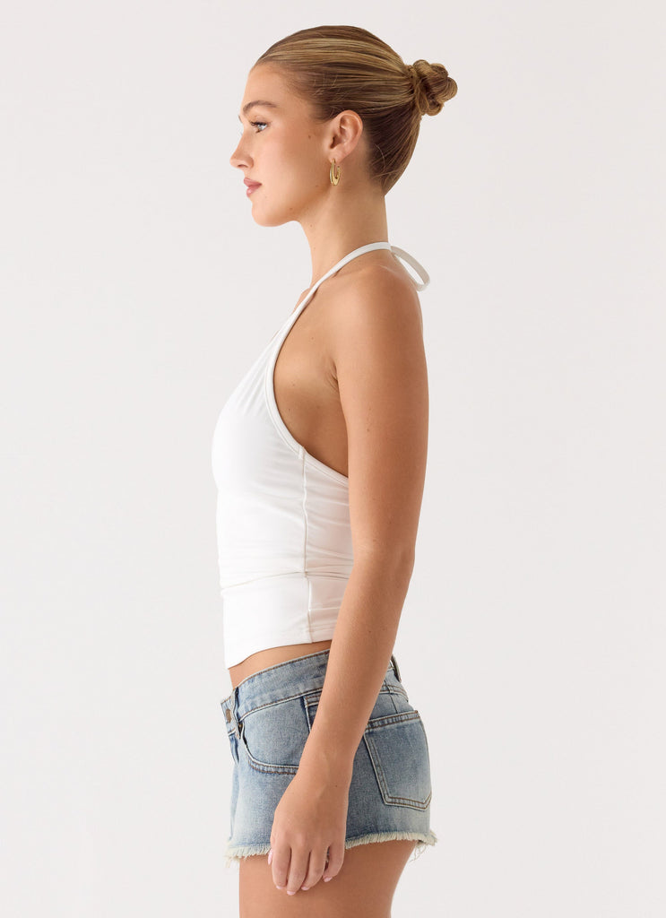Roll Out Halter Top - White