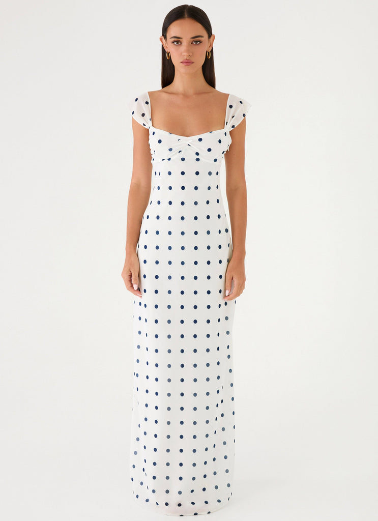 Roma Notte Maxi Dress - Porcelain Blue Polka Dot