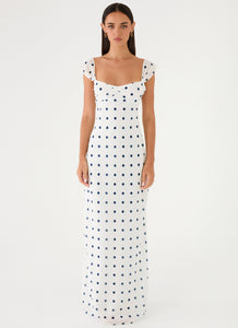 Roma Notte Maxi Dress - Porcelain Blue Polka Dot