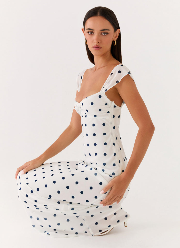 Roma Notte Maxi Dress - Porcelain Blue Polka Dot Peppermayo US Roma Notte Maxi Dress - Porcelain Blue Polka Dot Peppermayo US