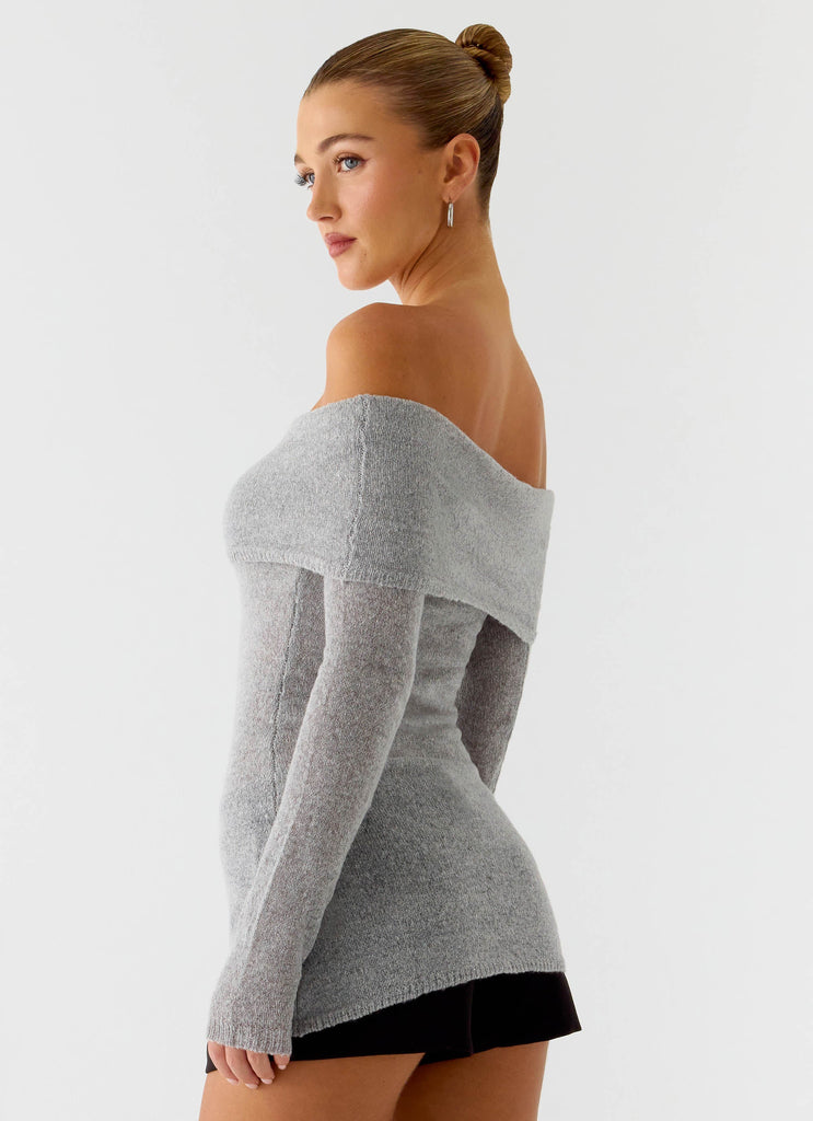 Romeo Bardot Knit Top - Grey