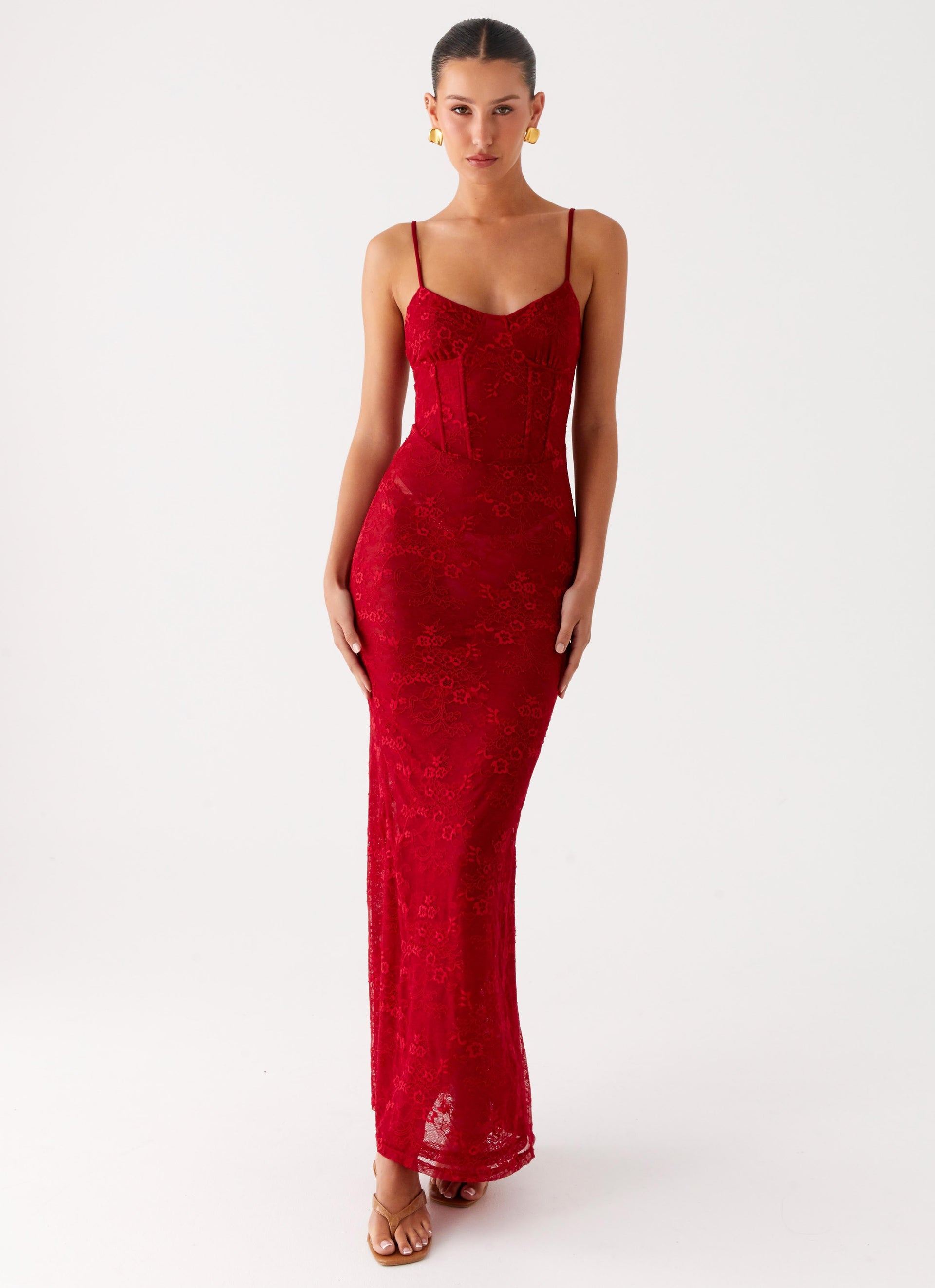 red corset maxi dress Aderyn Satin The voluminous multi Rosa Corset Maxi Dress -