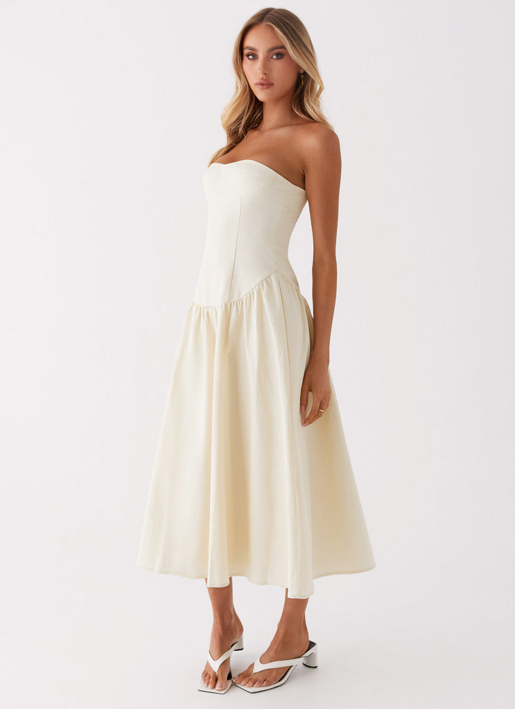 Rosebud Bustier Midi Dress - Ivory Peppermayo US Rosebud Bustier Midi Dress - Ivory Peppermayo US