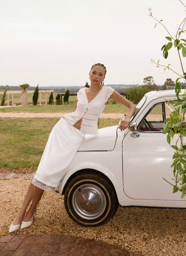 Ruann Lace Trim Top - White