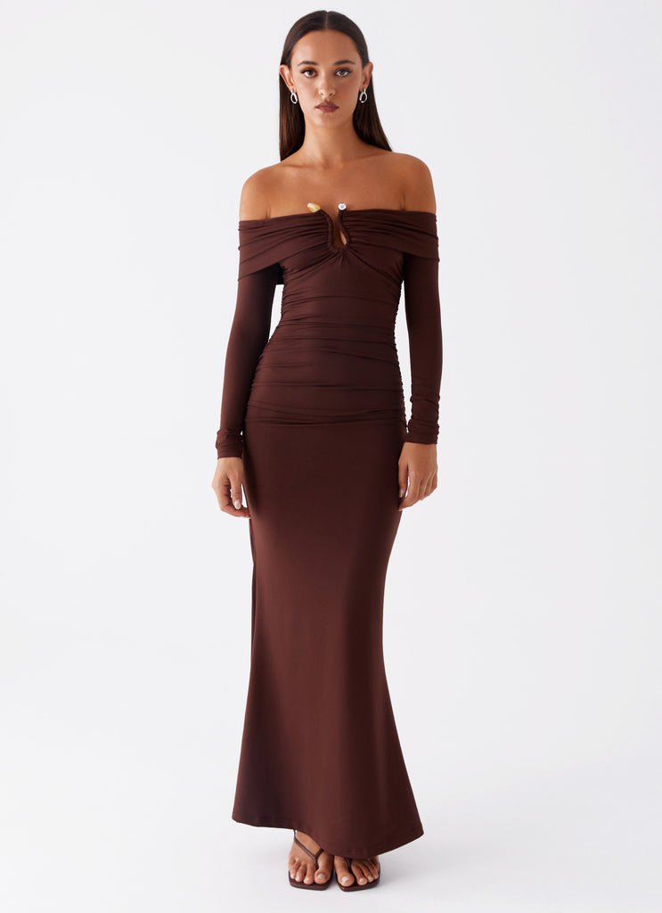 Rudy Long Sleeve Maxi Dress - Chocolate Peppermayo US Rudy Long Sleeve Maxi Dress - Chocolate Peppermayo US