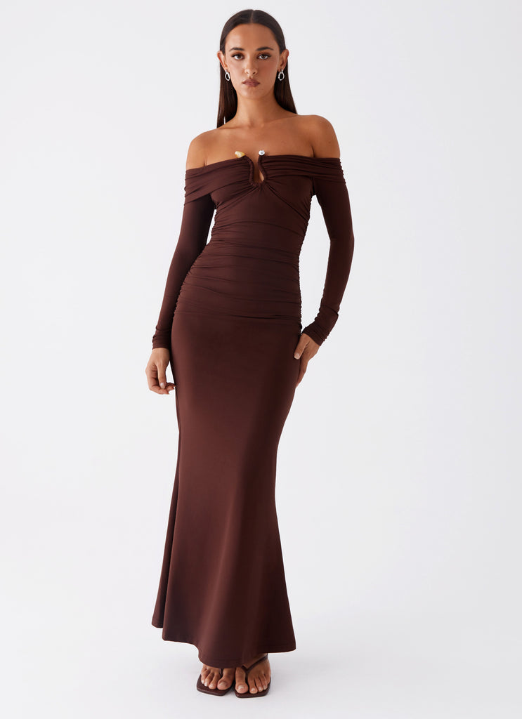 Rudy Long Sleeve Maxi Dress - Chocolate Peppermayo US Rudy Long Sleeve Maxi Dress - Chocolate Peppermayo US