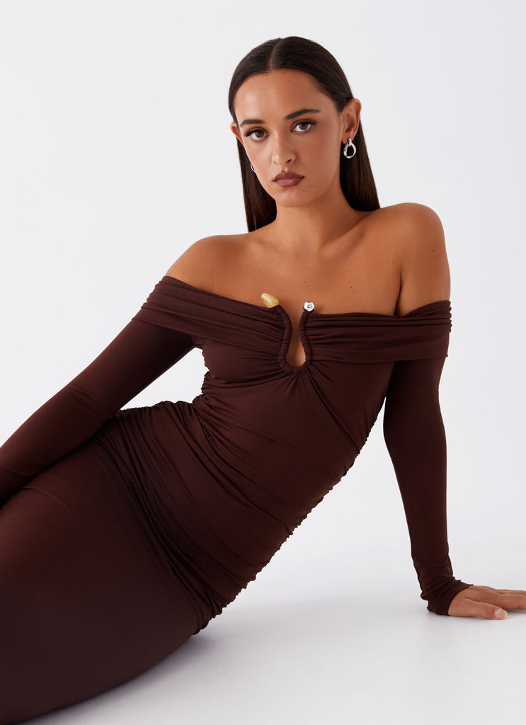 Rudy Long Sleeve Maxi Dress - Chocolate Peppermayo US Rudy Long Sleeve Maxi Dress - Chocolate Peppermayo US