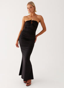 Womens Rudy Maxi Dress in the colour Black in front of a light grey background