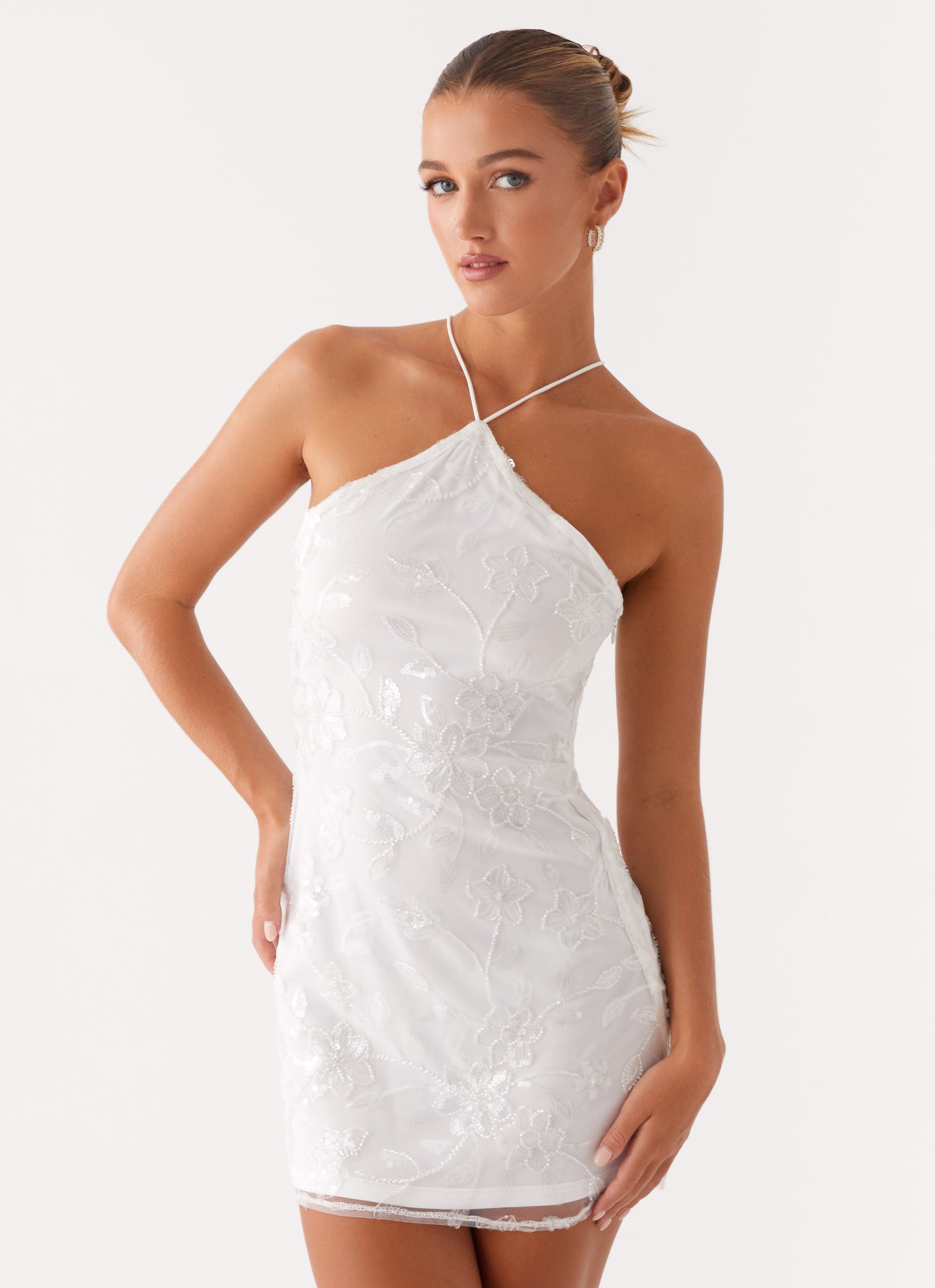 Rumi Beaded Mini Dress - White White / US 12 Rumi Beaded Mini Dress - White White / US 12