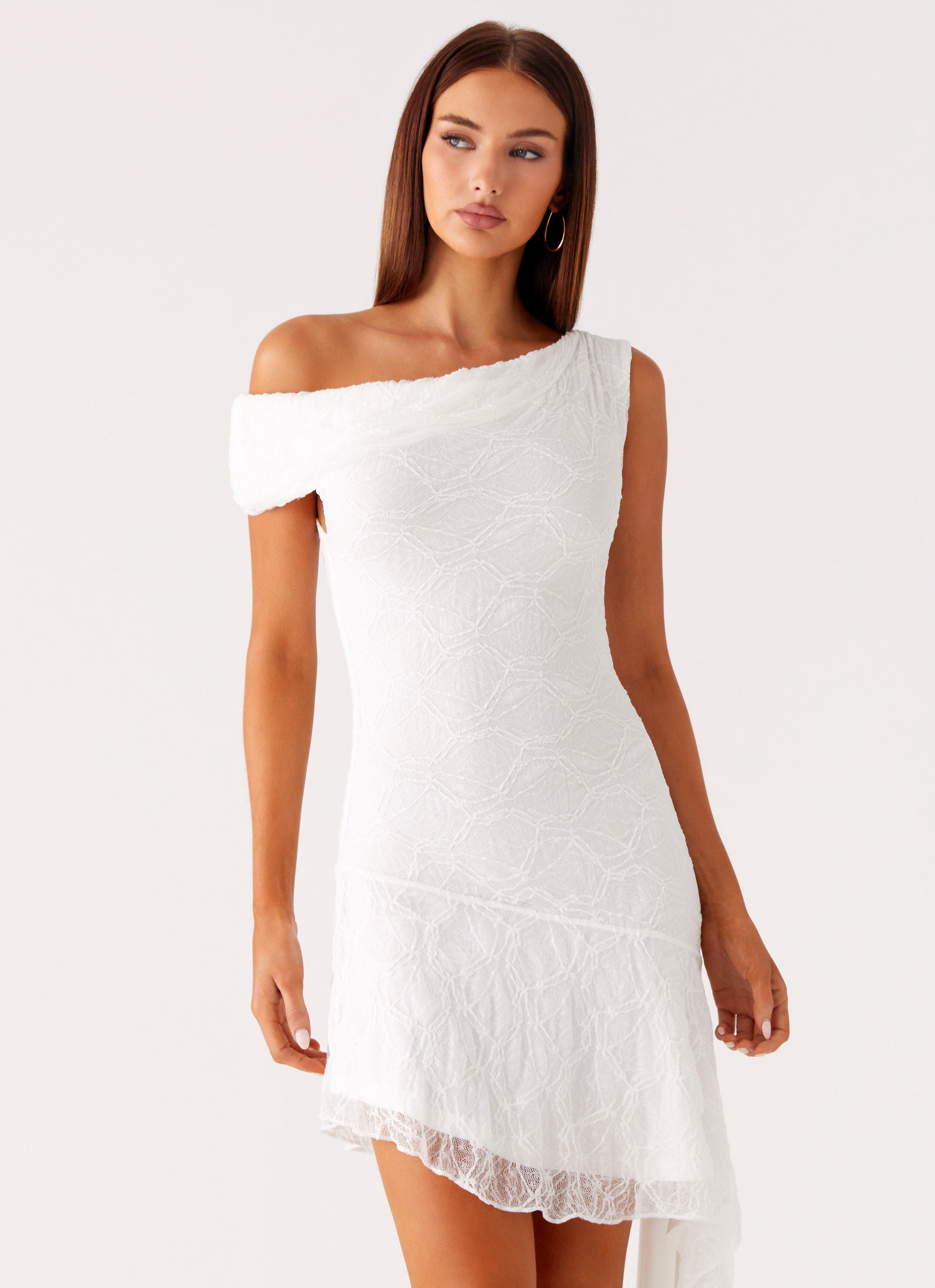 white one shoulder midi dress Rylee One Shoulder Midi Dress