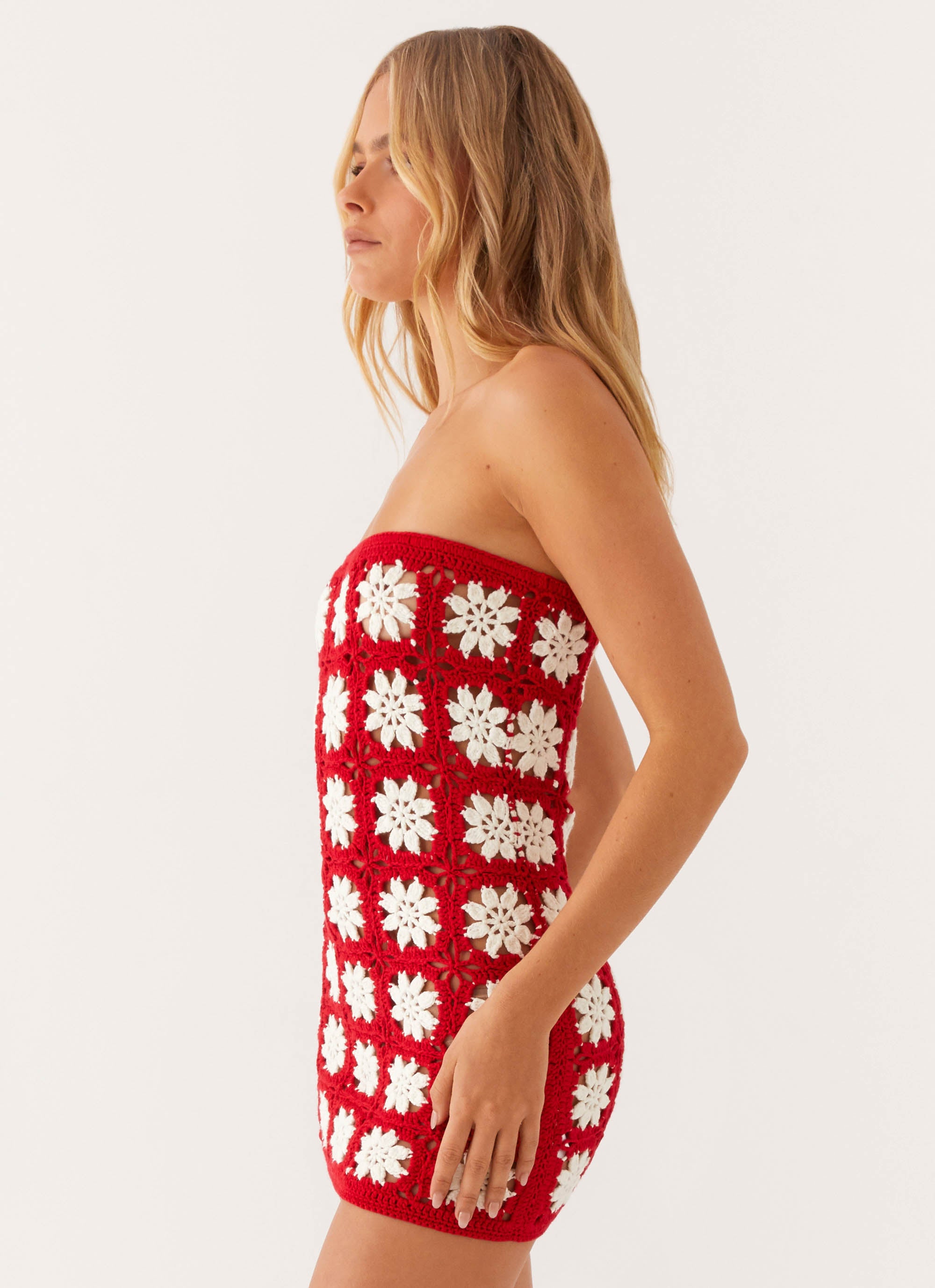 Sabrina Crochet Mini Dress - Red Peppermayo US Sabrina Crochet Mini Dress - Red Peppermayo US