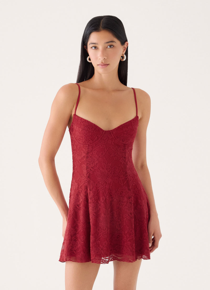 Saint Paloma Lace Mini Dress - Fire Red
