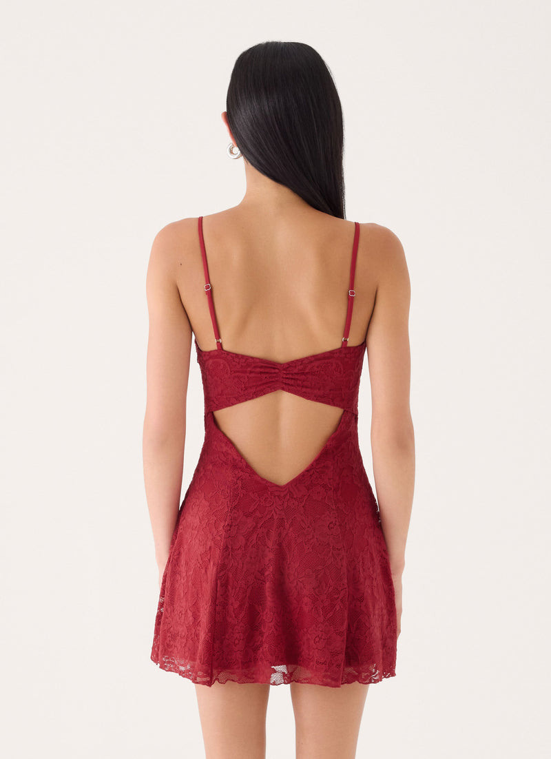 Saint Paloma Lace Mini Dress - Fire Red