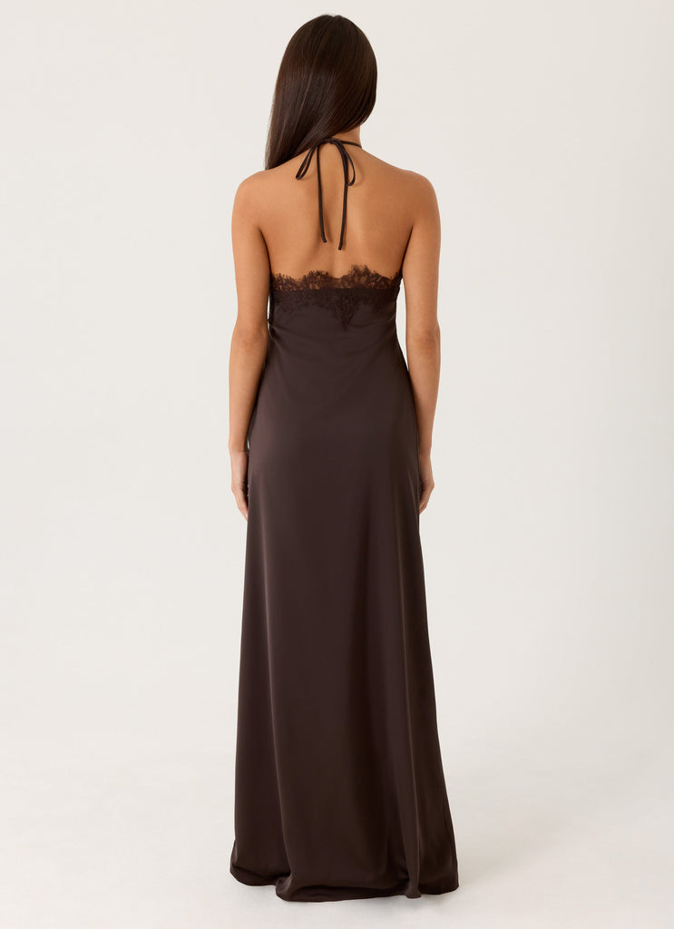 Samaria Halter Maxi Dress - Chocolate