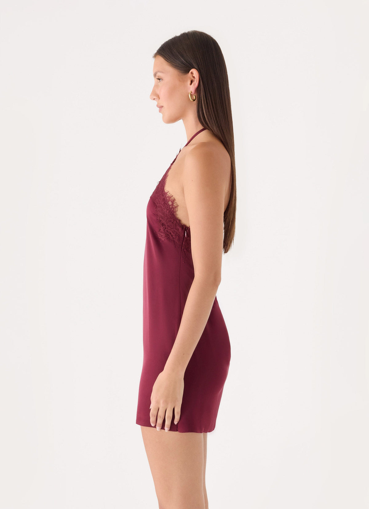 Samaria Halter Mini Dress - Burgundy
