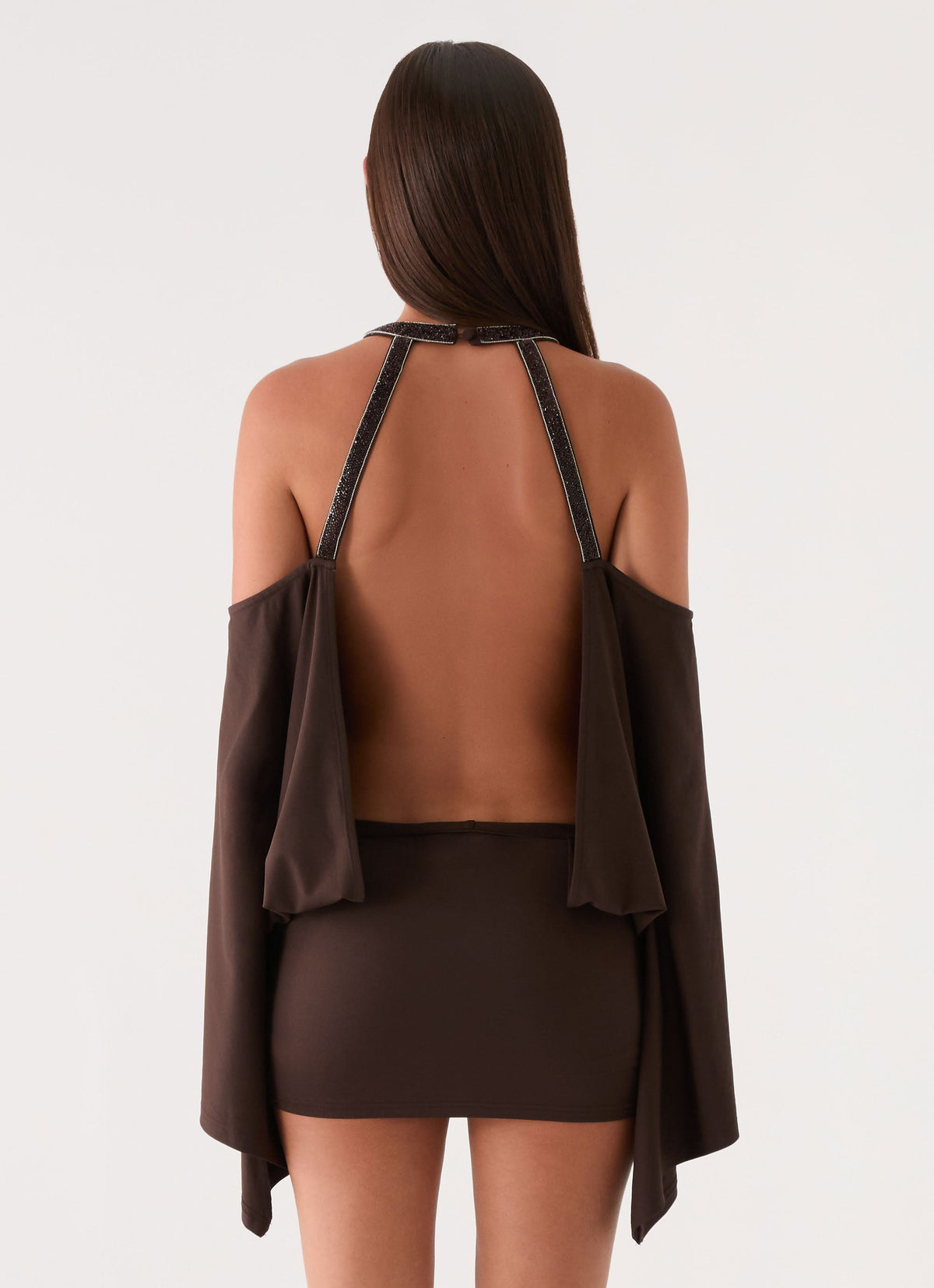brown long sleeve mini dress Modal Long-Sleeve in Chocolate - XL The structured V Blame Me Brown Mesh Long