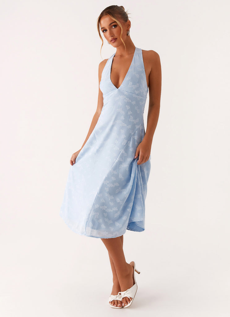 Sashi Halterneck Midi Dress - Pale Blue Peppermayo US Sashi Halterneck Midi Dress - Pale Blue Peppermayo US